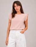 Camiseta Manga Volante Rosa