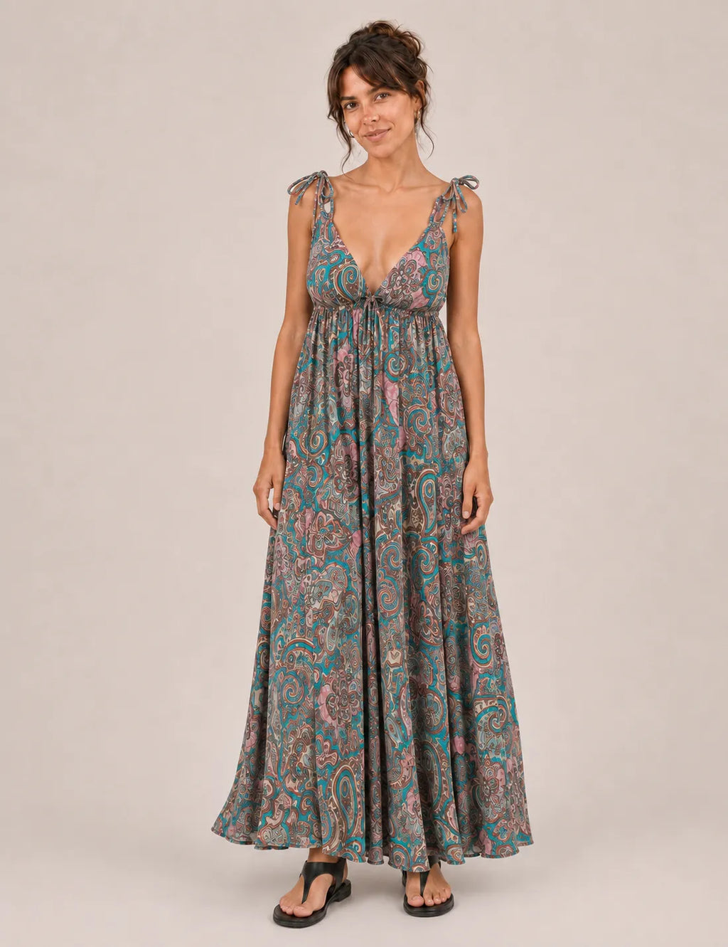 Vestido Tirantes Estampado Rosa