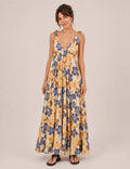 Vestido Tirantes Estampado Mostaza