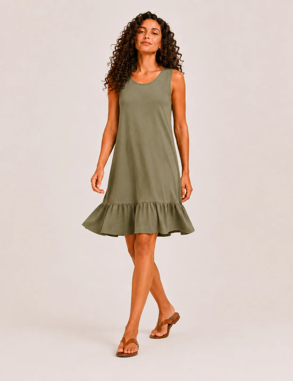 Vestido Corto Volante Kaki