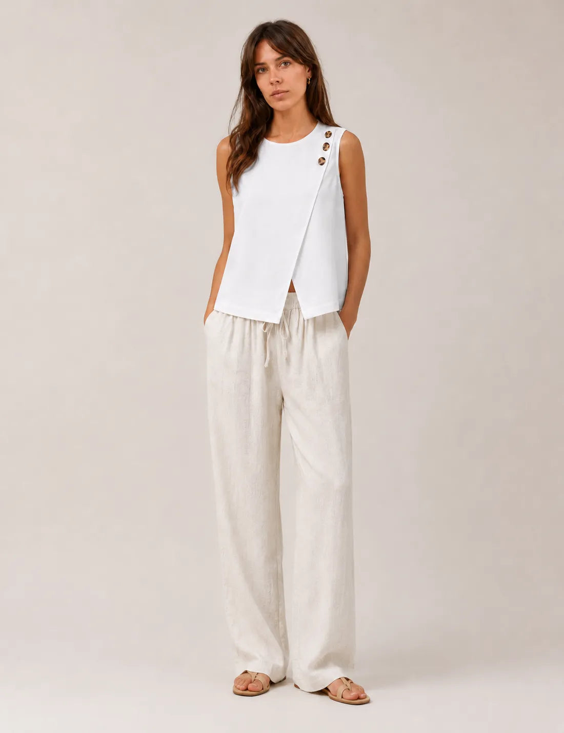 Pantalón Lino Crema