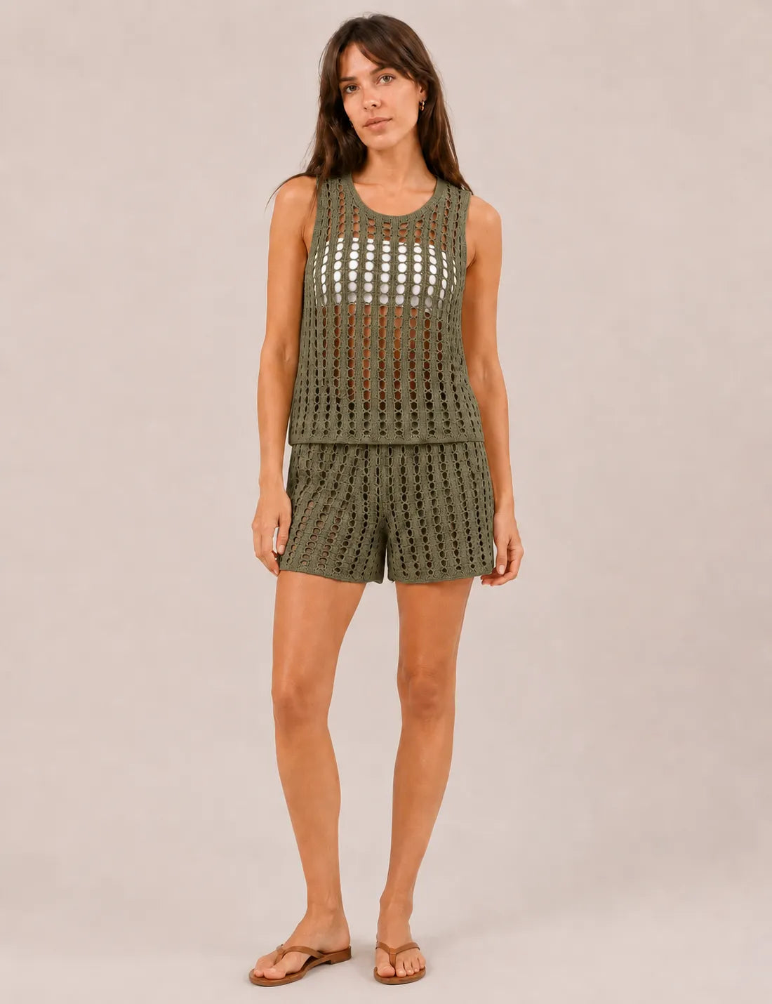 Top Crochet Kaki