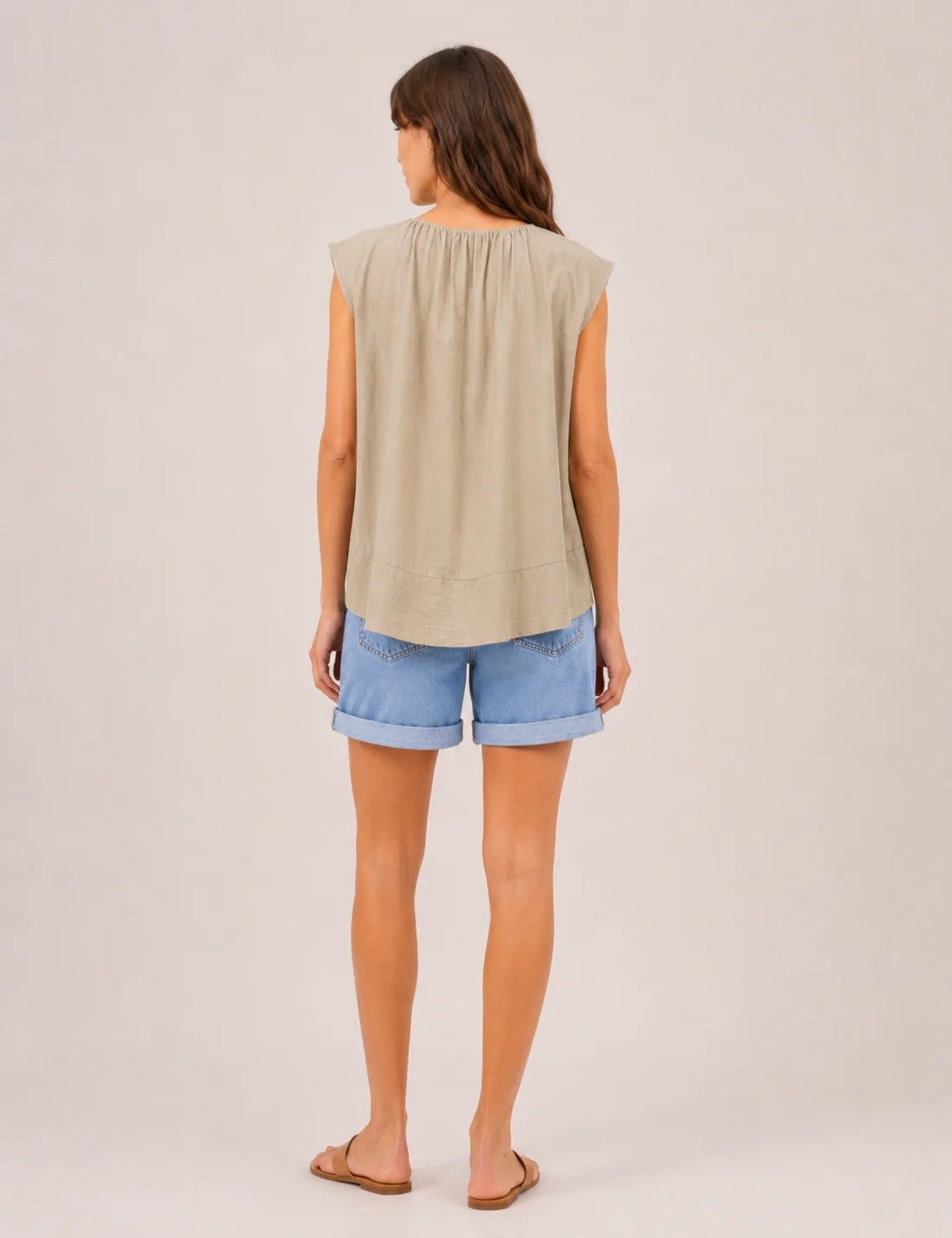 Blusa Pliegue Cuello Kaki