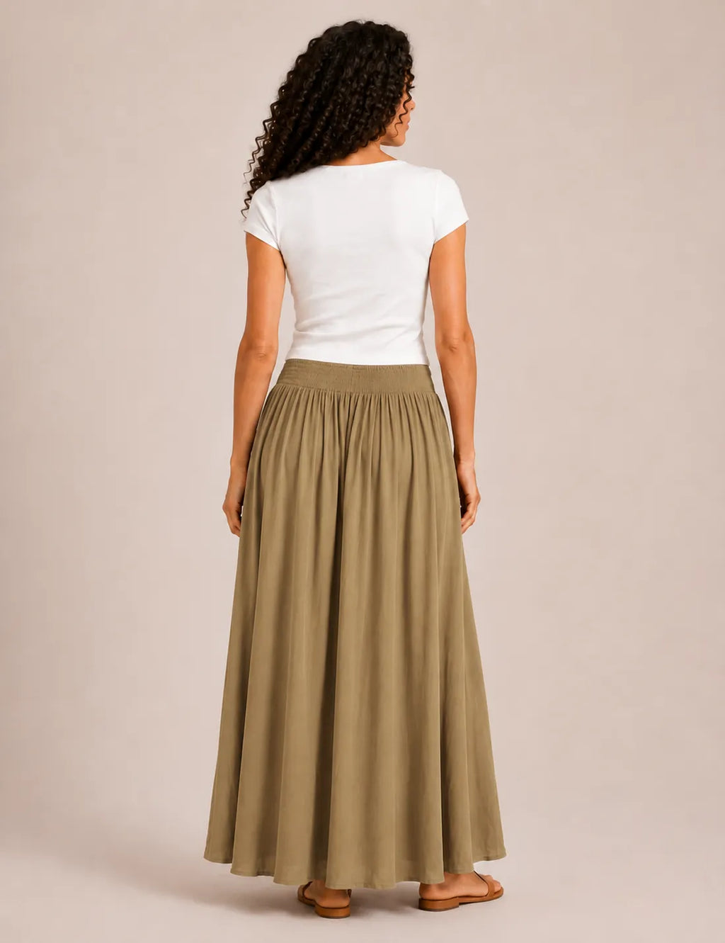 Falda Maxi Cinturilla Kaki