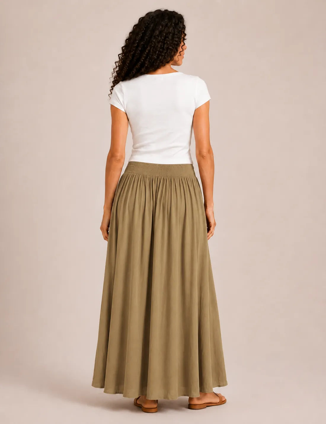 Falda Maxi Cinturilla Kaki