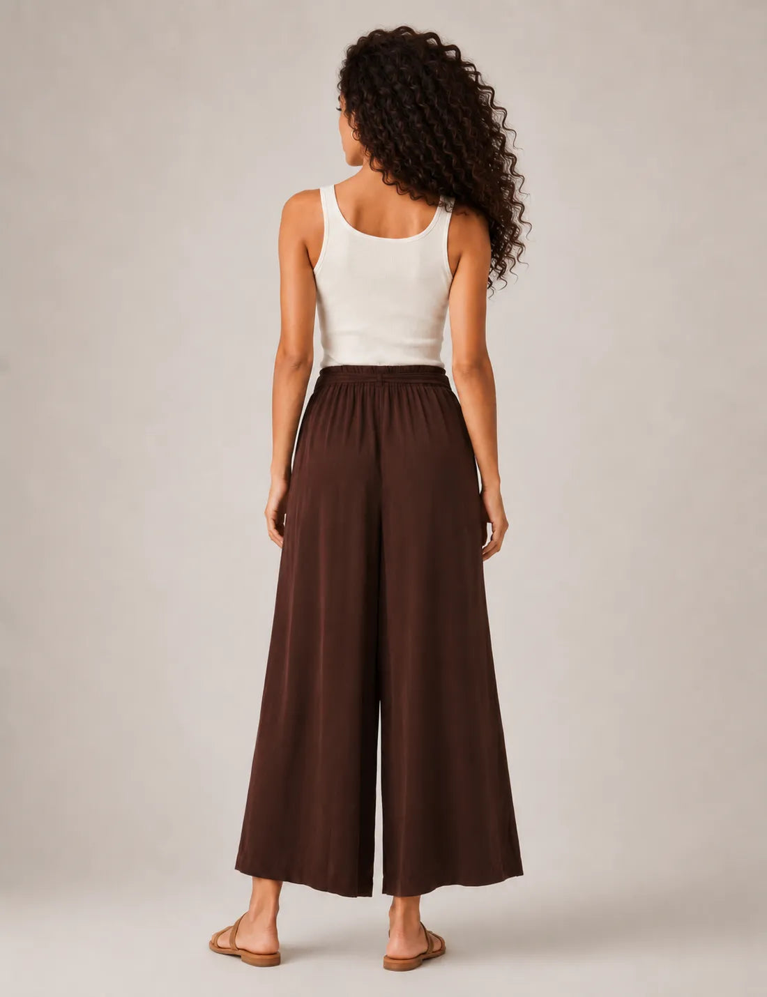Pantalón Fluido Lazo Marrón