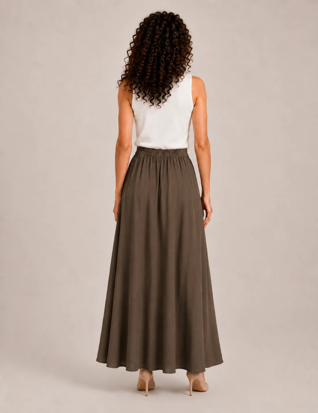 Falda Maxi Fluida Marrón