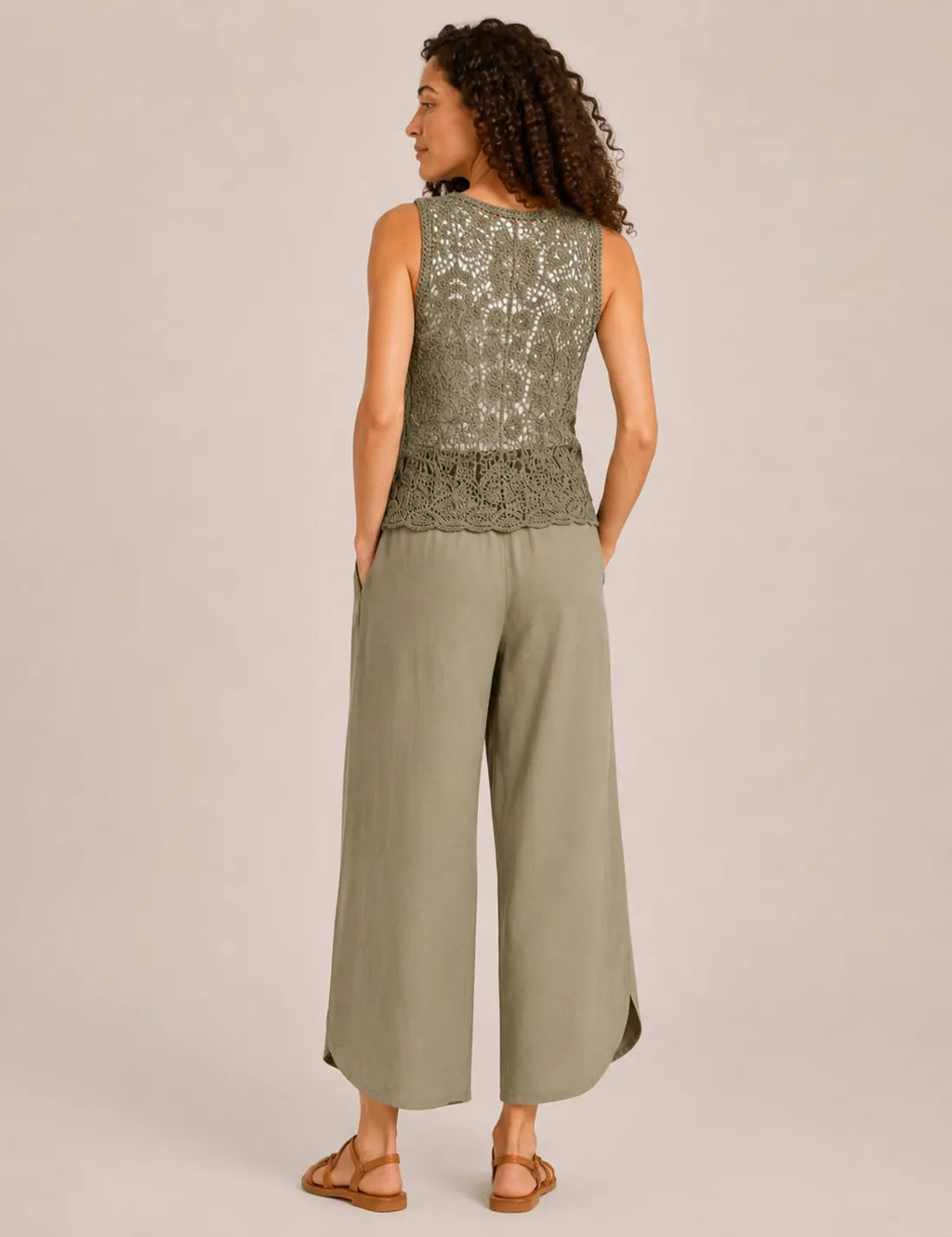Chaleco Crochet Kaki