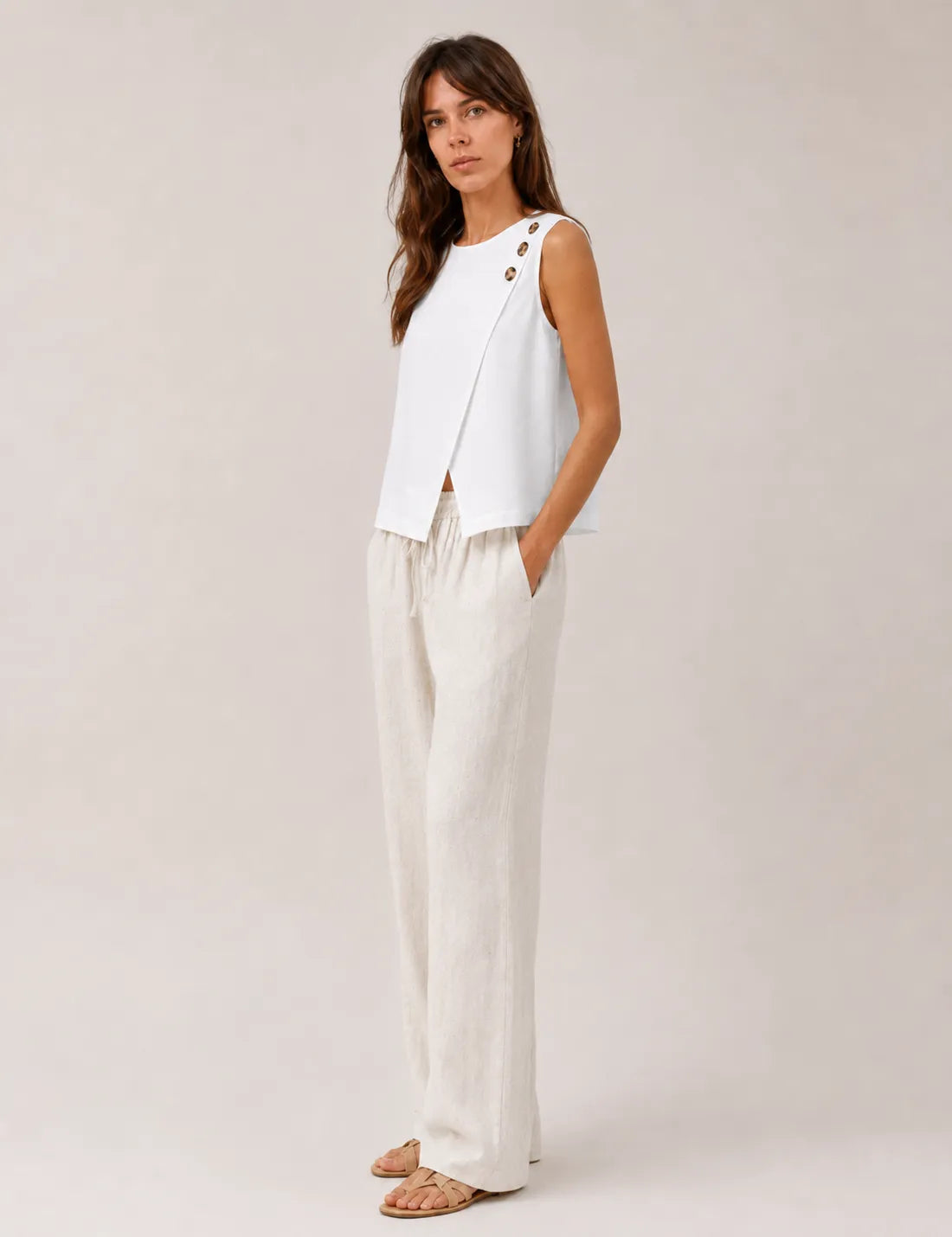 Pantalón Lino Crema