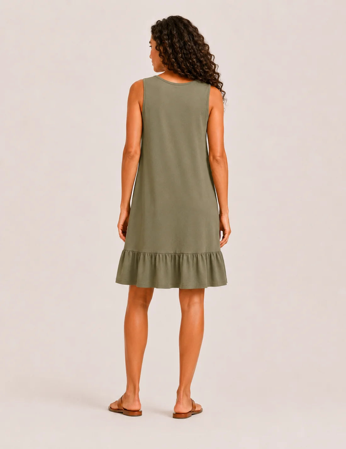 Vestido Corto Volante Kaki