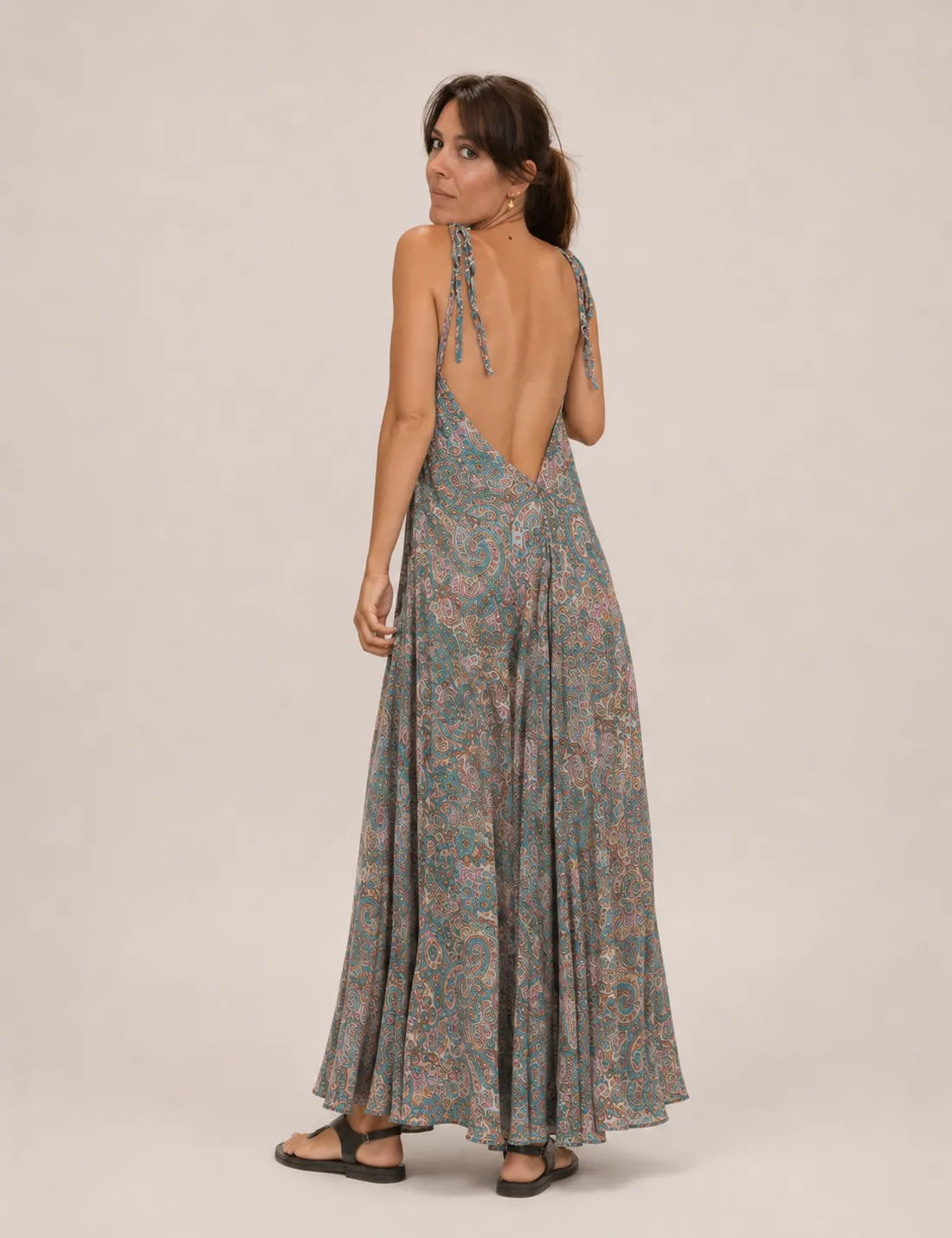 Vestido Tirantes Estampado Rosa