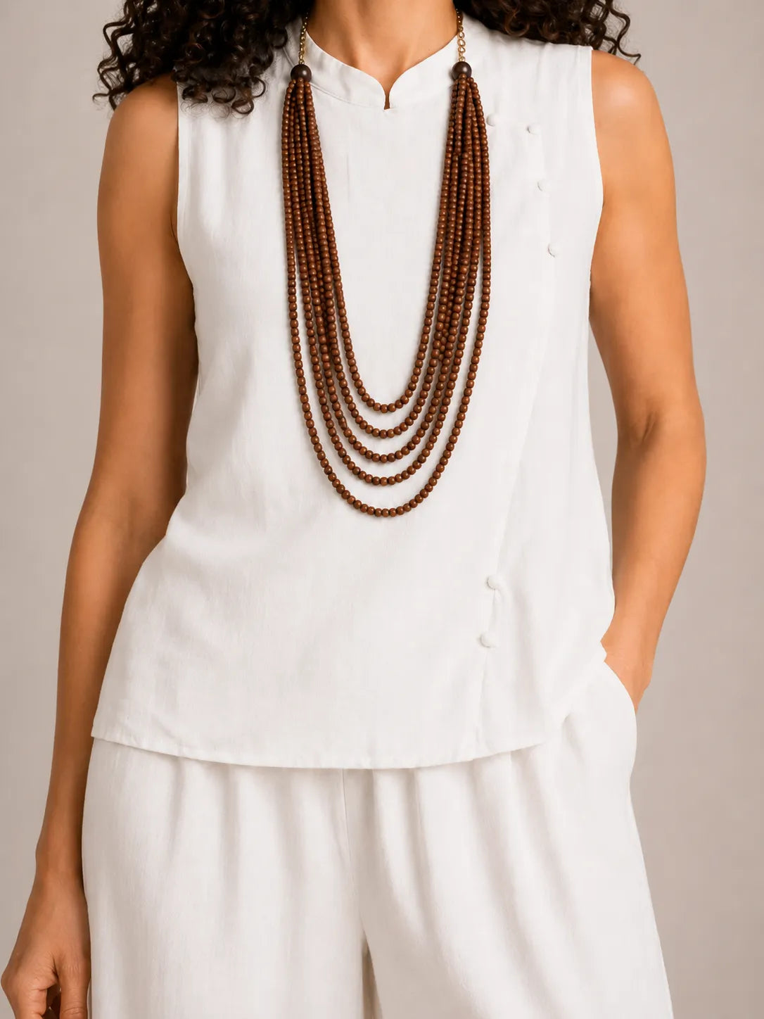 Collar Madera Abalorios