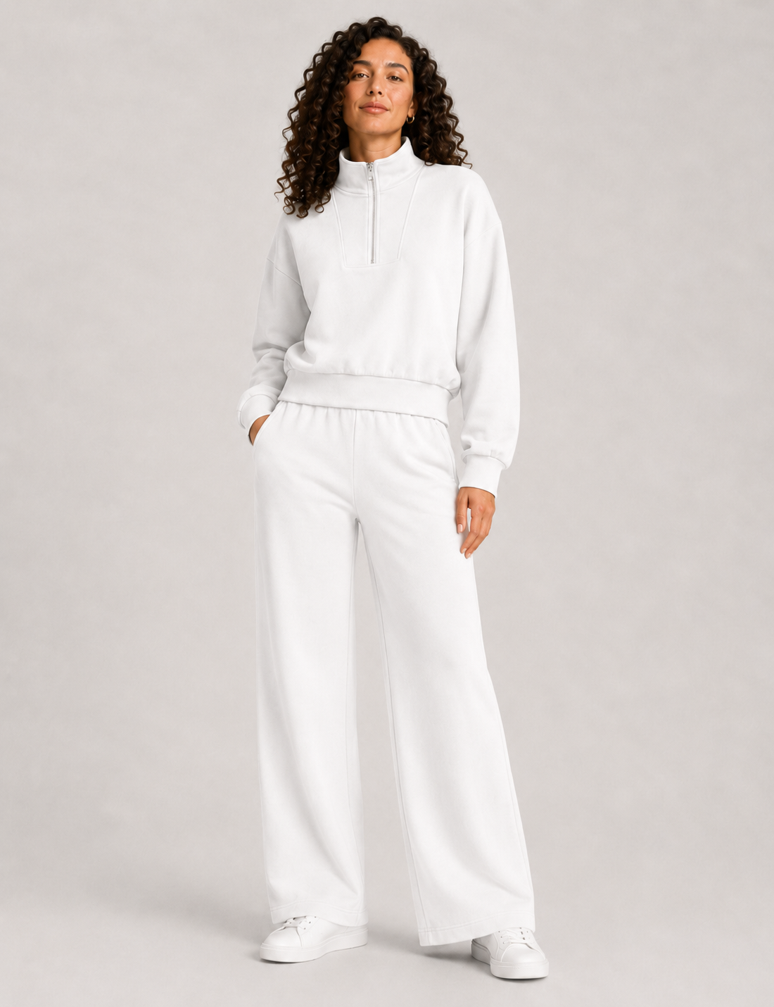 Sudadera Cremallera Blanca