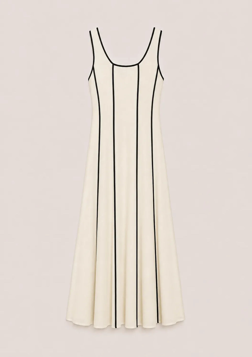 Vestido Evasé Ribetes Crema