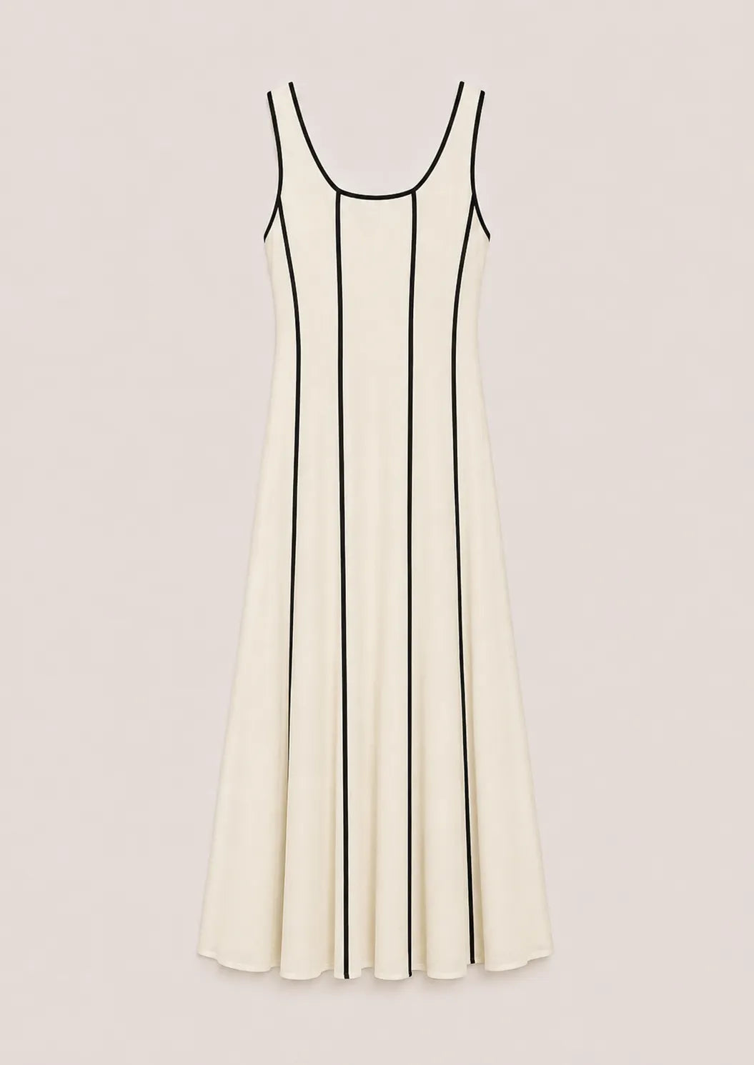 Vestido Evasé Ribetes Crema