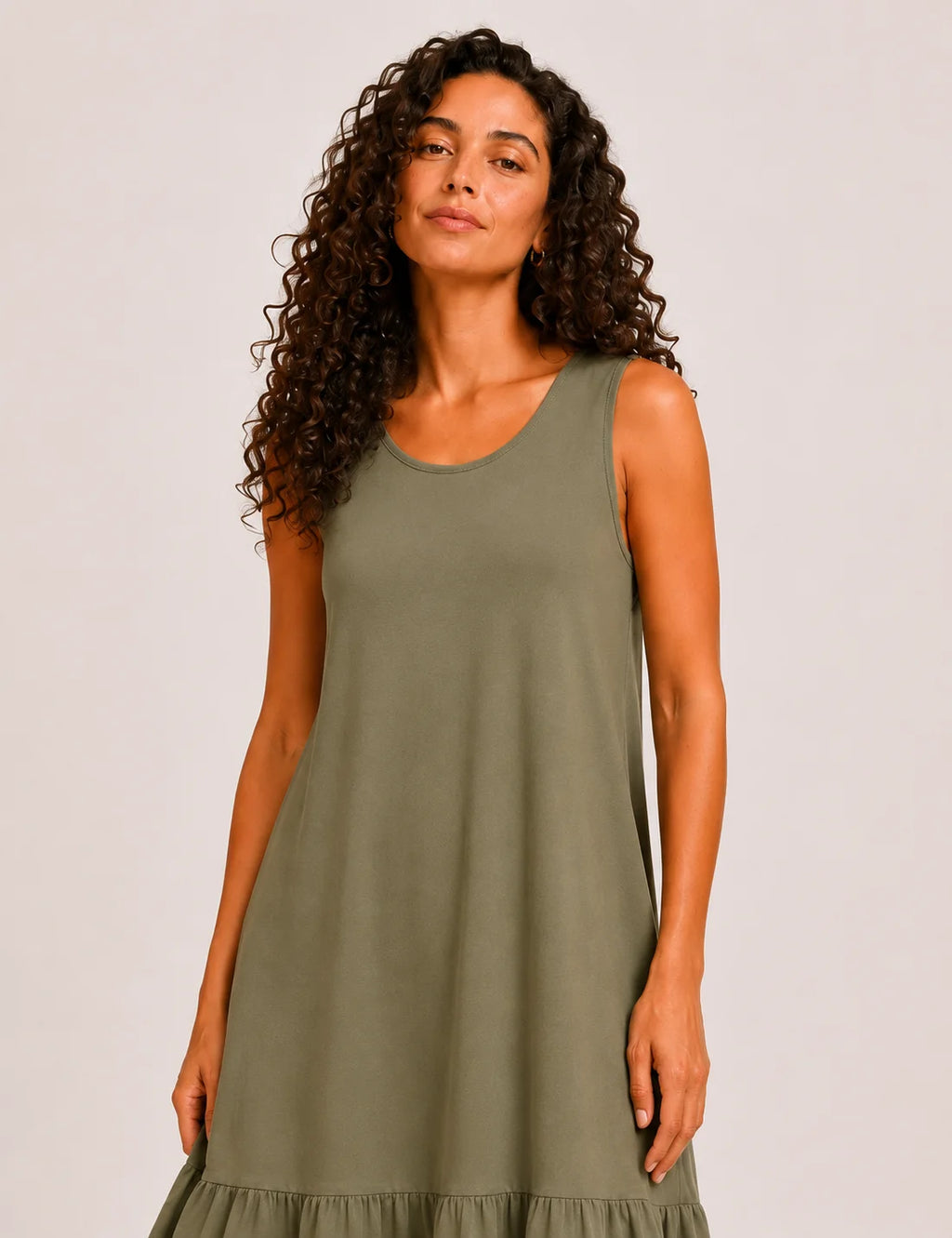 Vestido Corto Volante Kaki