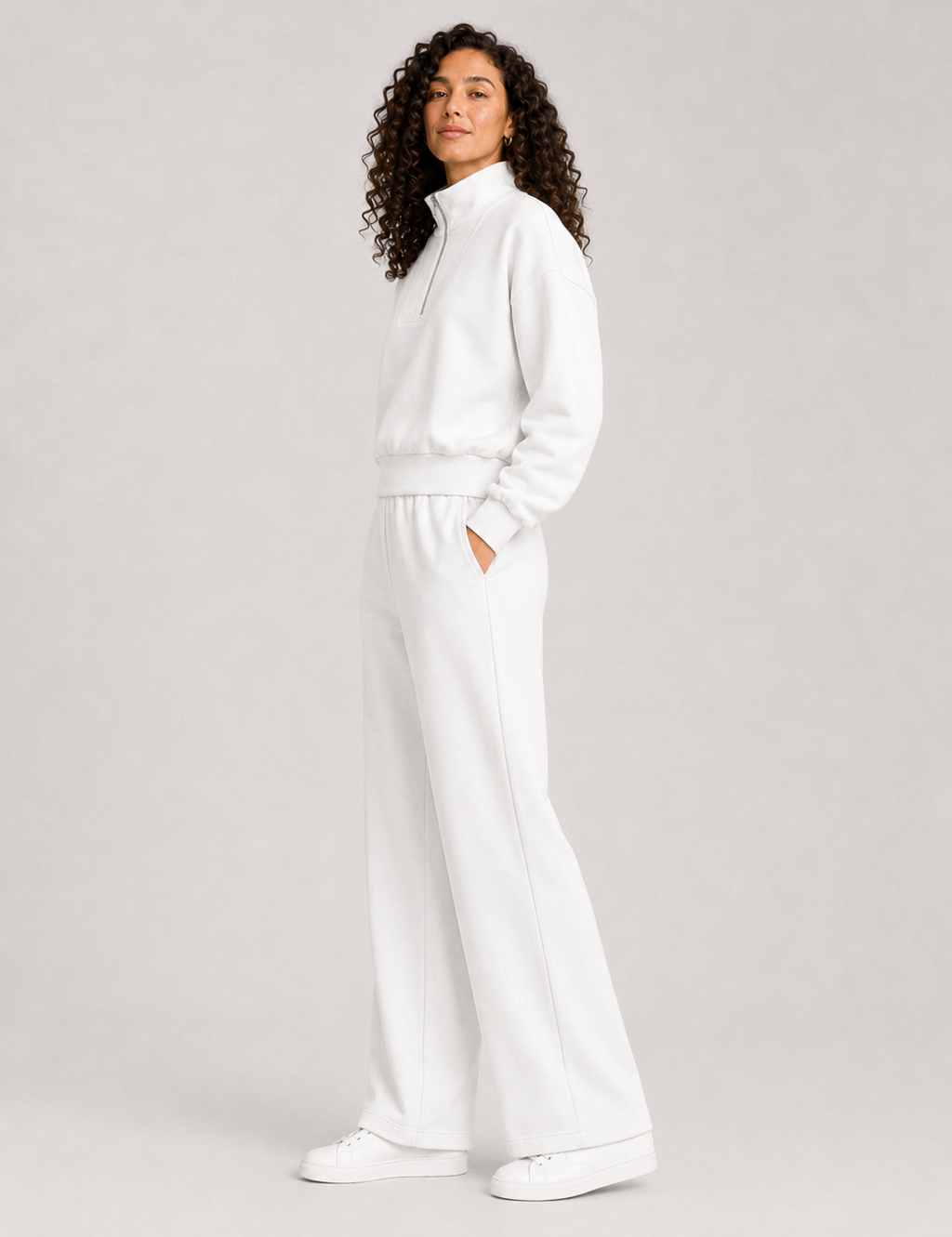 Sudadera Cremallera Blanca