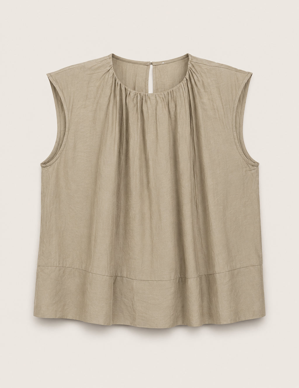 Blusa Pliegue Cuello Kaki