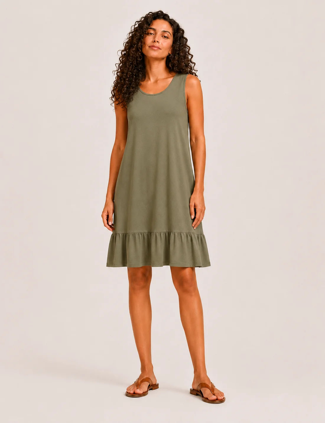 Vestido Corto Volante Kaki