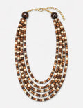 Collar Madera Abalorios Tricolor