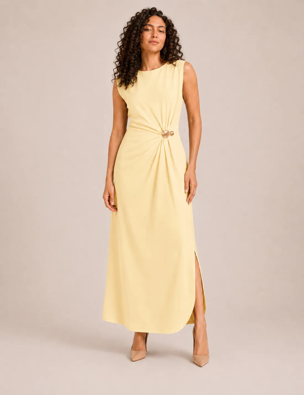 Vestido Maxi Broche Amarillo