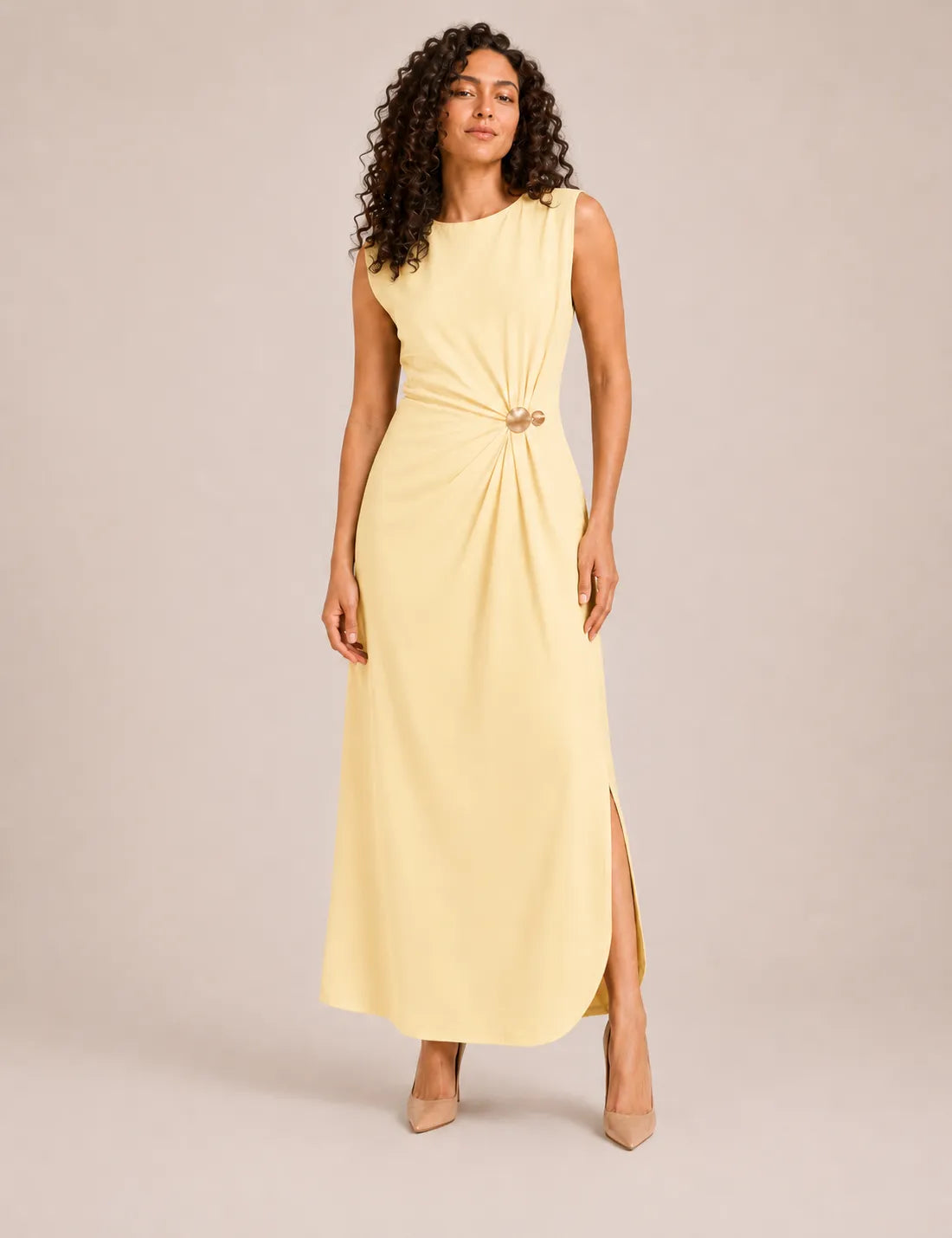 Vestido Maxi Broche Amarillo