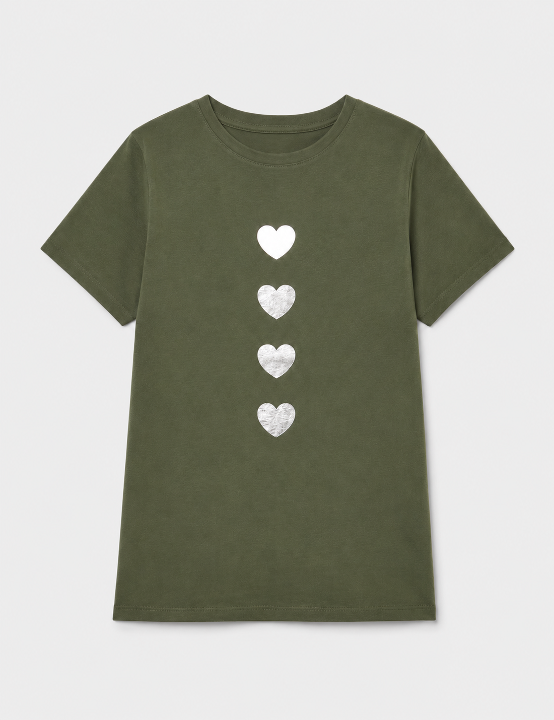 Camiseta Corazones Kaki