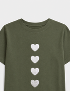 Camiseta Corazones Kaki