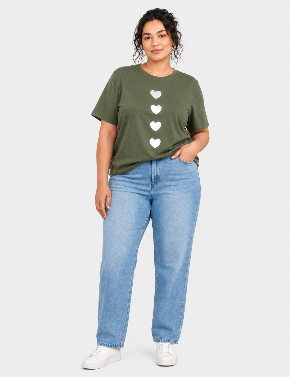 Camiseta Corazones Kaki