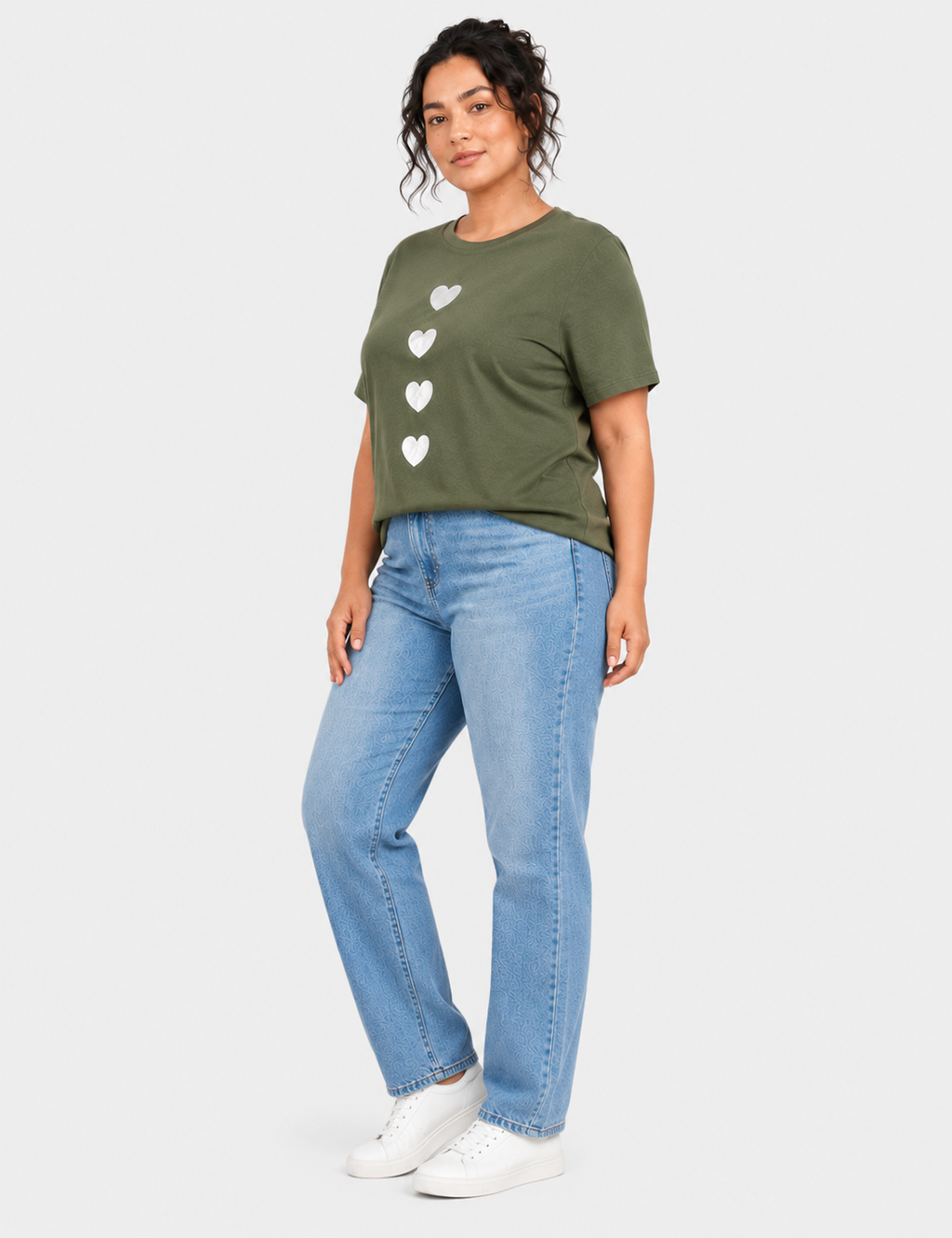 Camiseta Corazones Kaki
