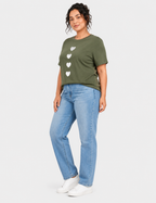 Camiseta Corazones Kaki