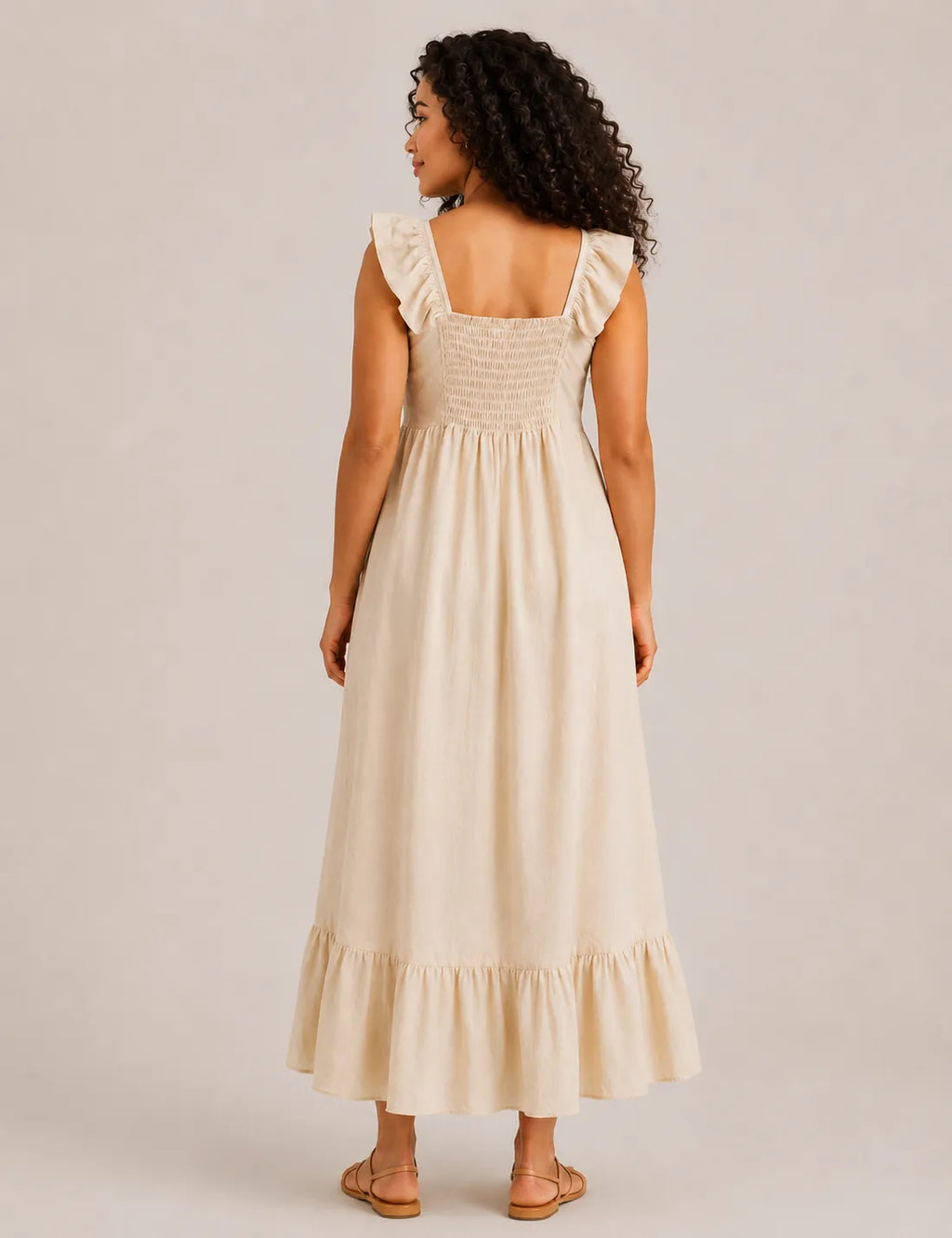 Vestido Volante Evasé Crema