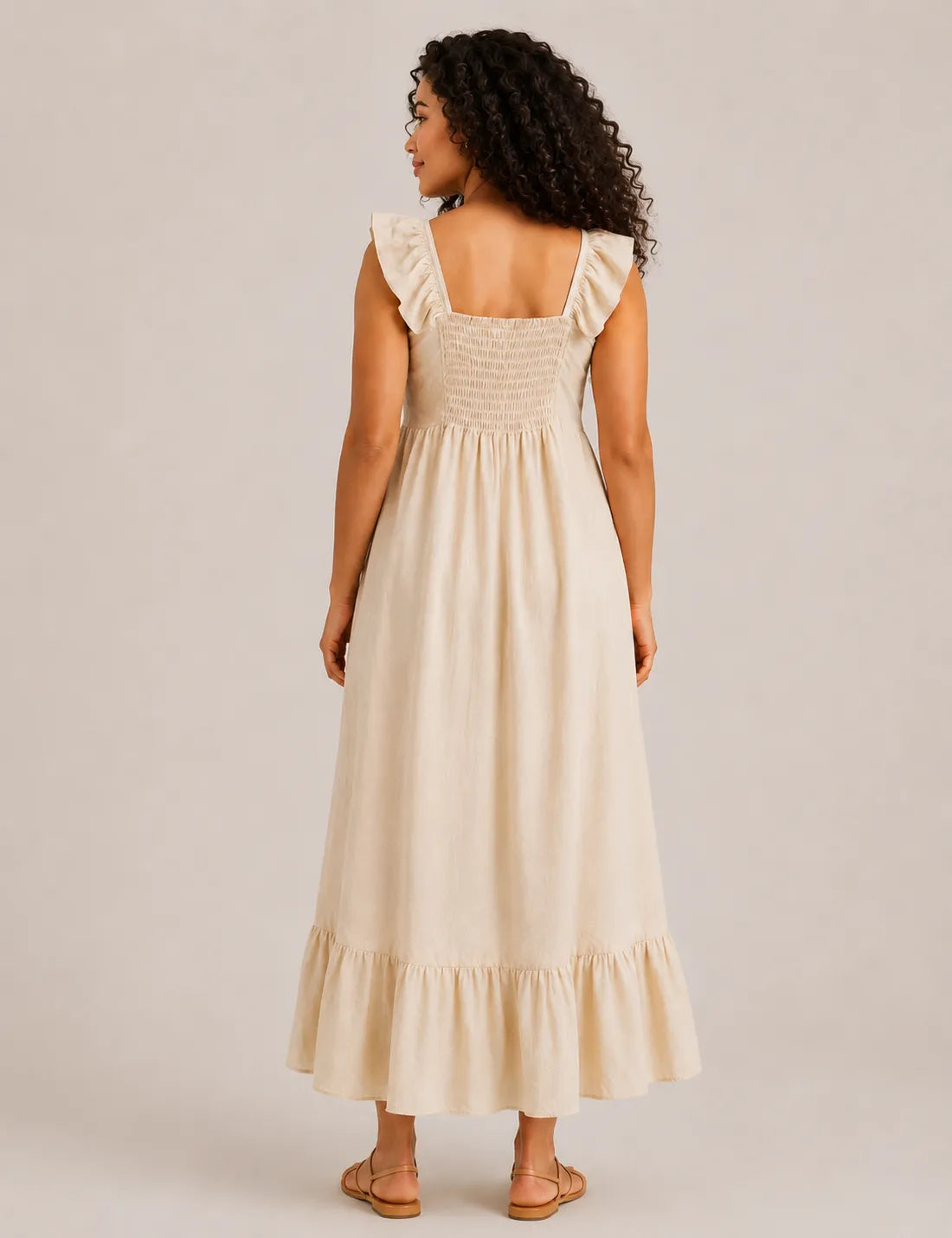 Vestido Volante Evasé Crema