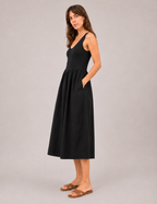 Vestido Maxi Combinado Negro