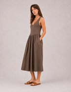 Vestido Maxi Combinado Chocolate