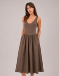 Vestido Maxi Combinado Chocolate