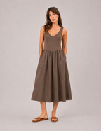 Vestido Maxi Combinado Chocolate