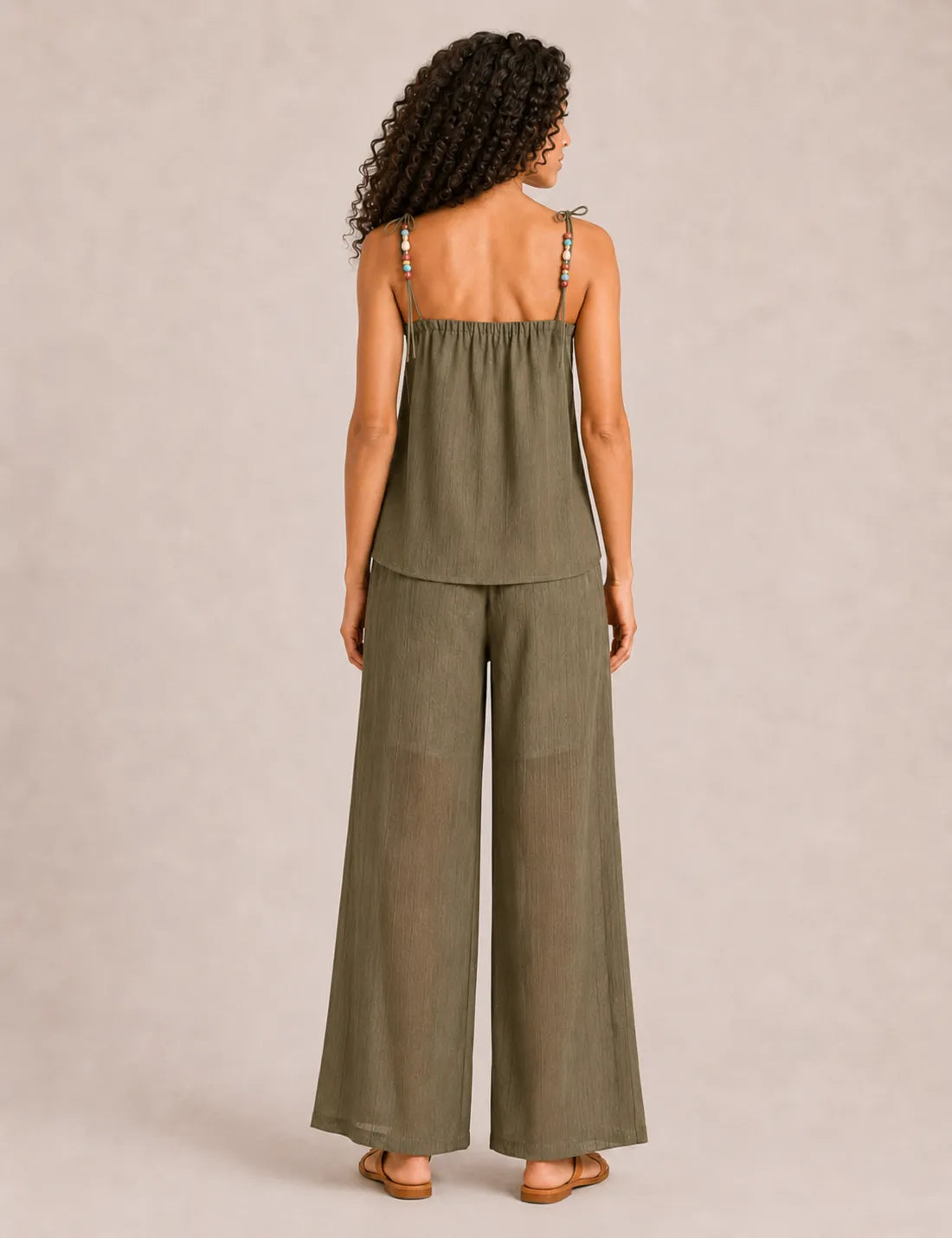 Blusa Fluida Piedras Kaki