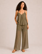 Pantalón Fluido Rayas Kaki
