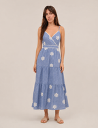 Vestido Maxi Flores Azul