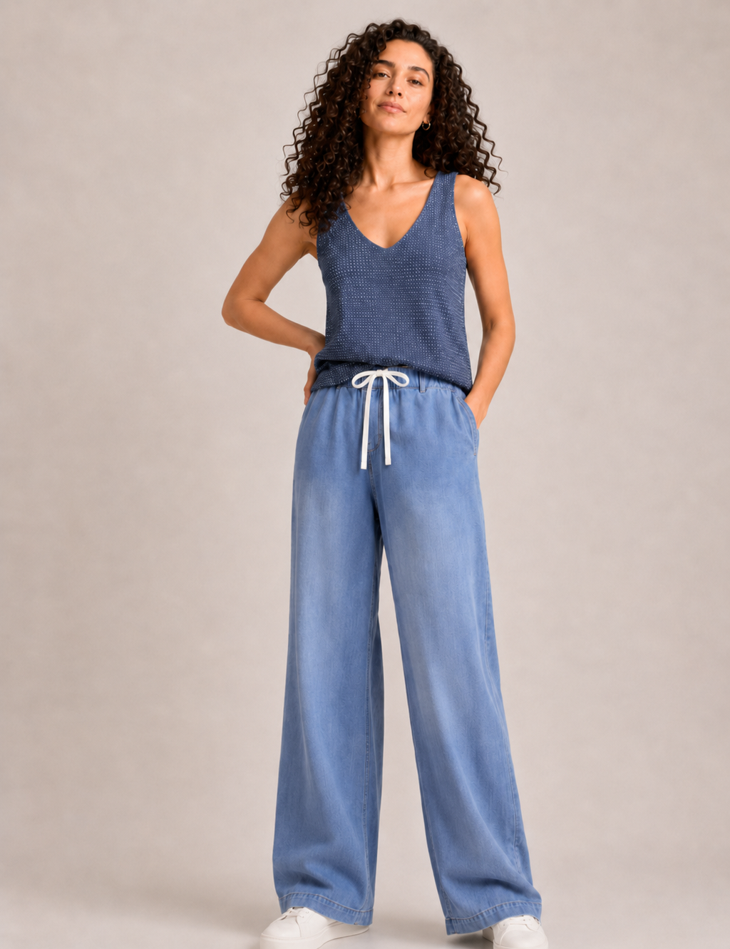 Top Tirantes Lurex Marino