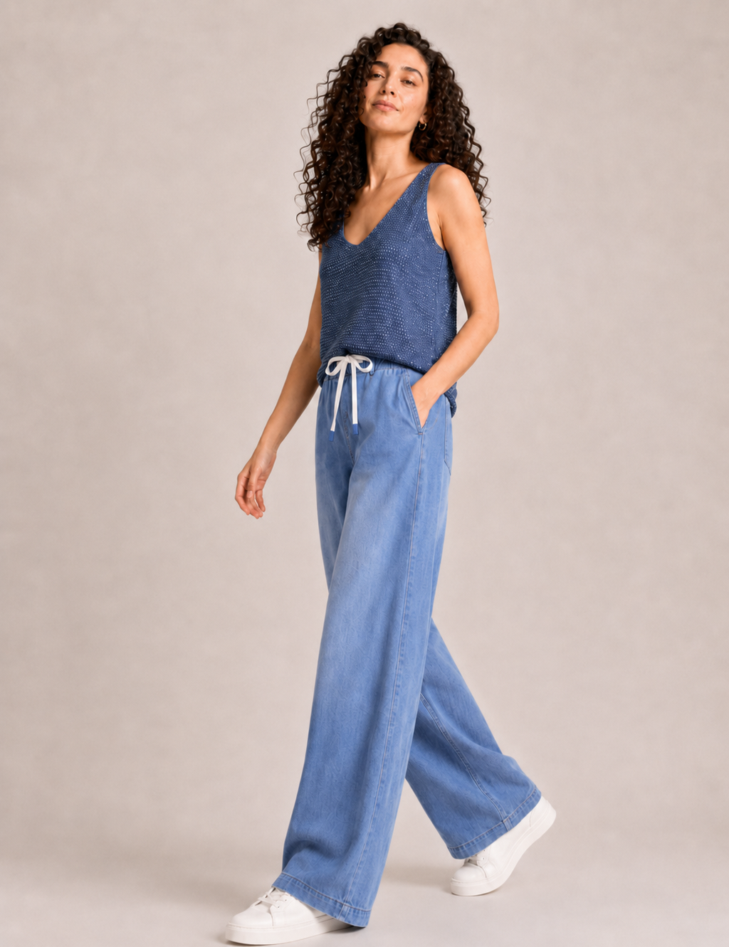 Top Tirantes Lurex Marino