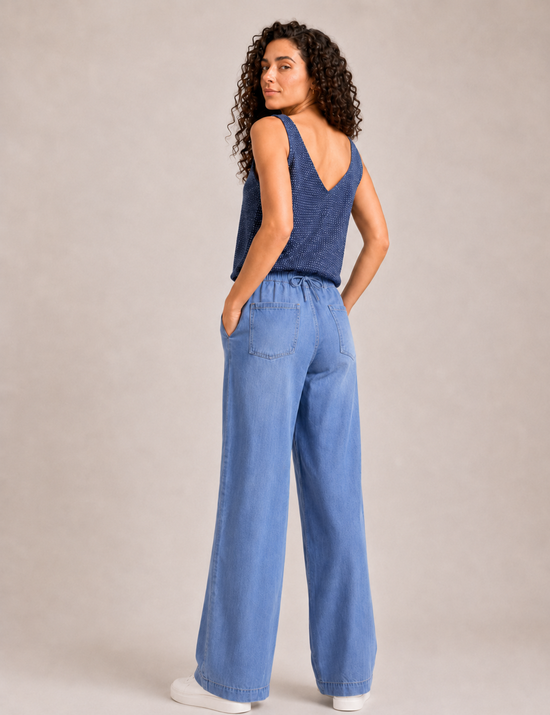 Top Tirantes Lurex Marino