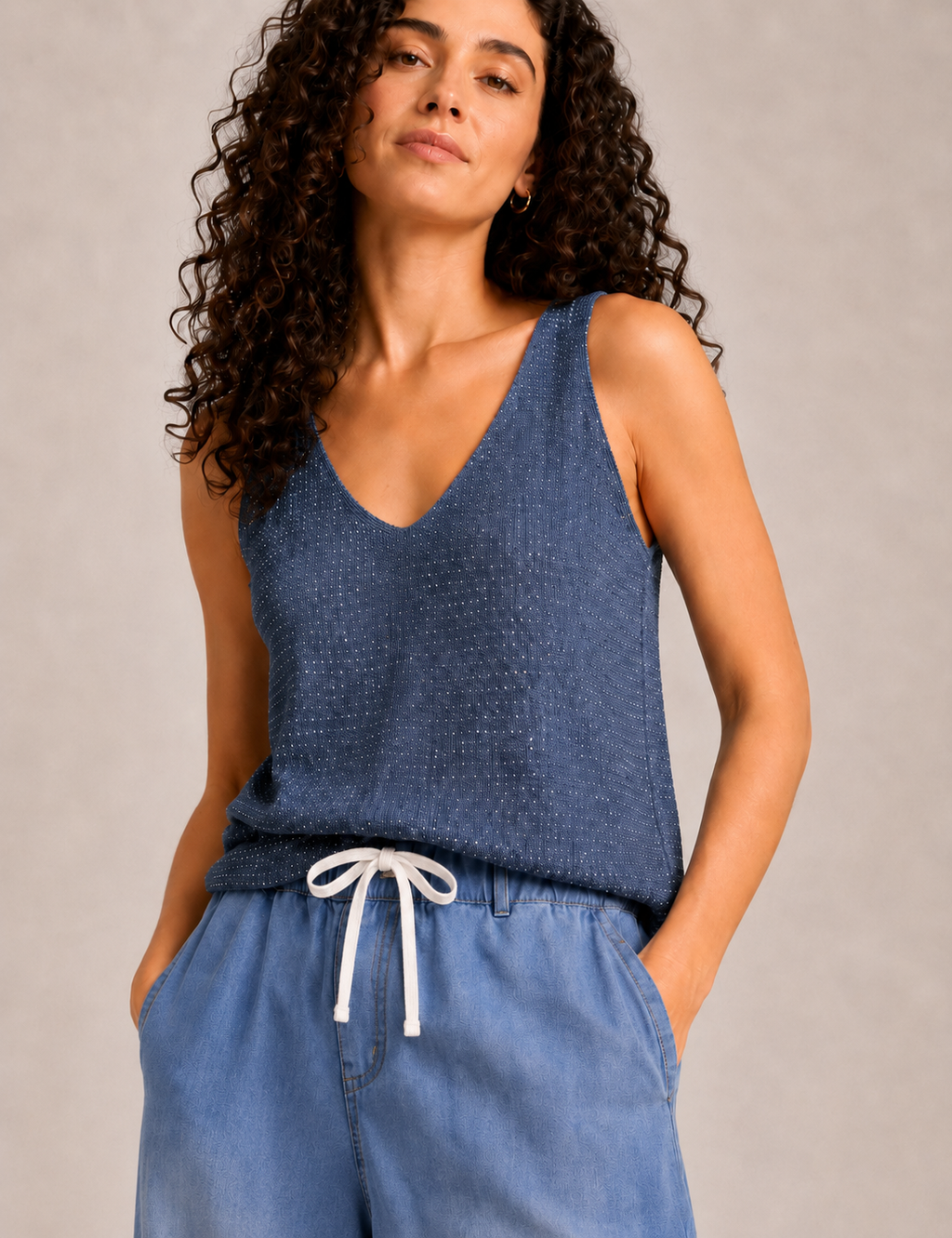 Top Tirantes Lurex Marino