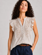 Camisa Manga Volantes Piedra