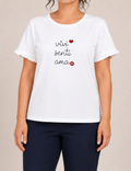 Camiseta Flor Corazón Blanca
