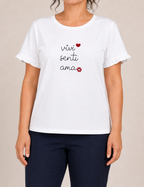 Camiseta Flor Corazón Blanca