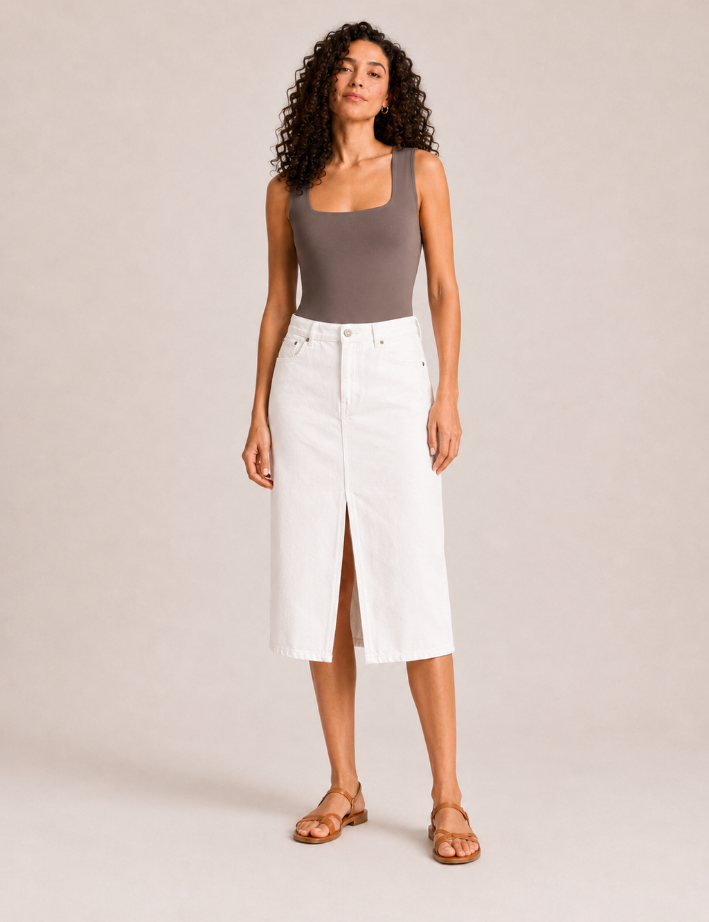 Falda Vaquera Midi Blanca