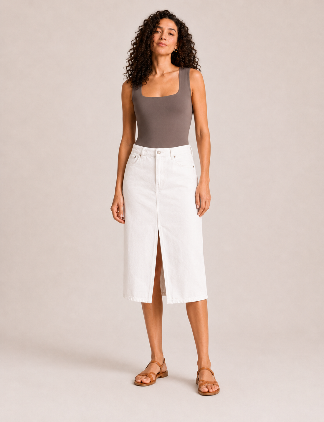 Falda Vaquera Midi Blanca