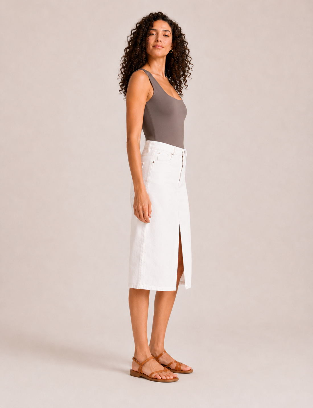 Falda Vaquera Midi Blanca